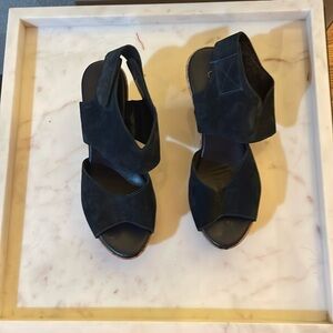 Blue Suede wedge shoes